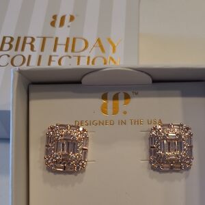 Bomb Party April Birthday Earrings Marcella Studs On Rose Gold